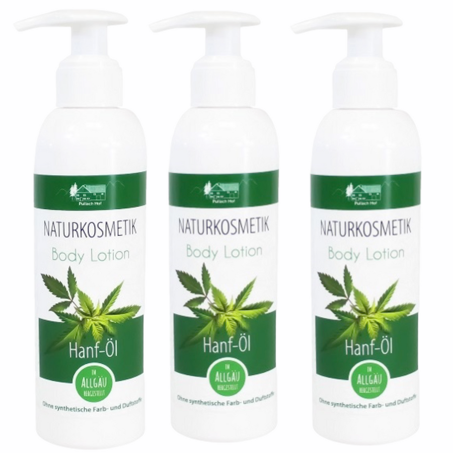 Hanf Öl Body Lotion 3x 200ml Körpercreme Körperlotion Hautpflege Pflege Creme