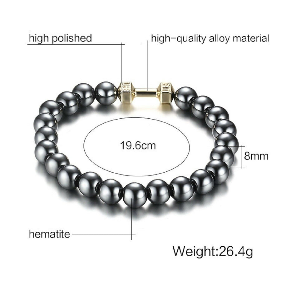Herren Damen Hämatit Armband Hematit Schmuck Perlen Edelstein Kugelarmband