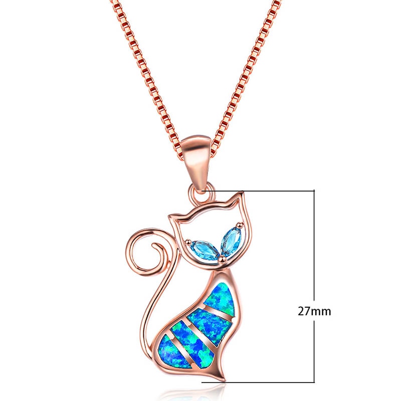 Damen Halskette 925 Sterling Silber mit Katze Blau verziert mit Saphir Edelsteinen Blau Gold Silber Weiß Schwarz